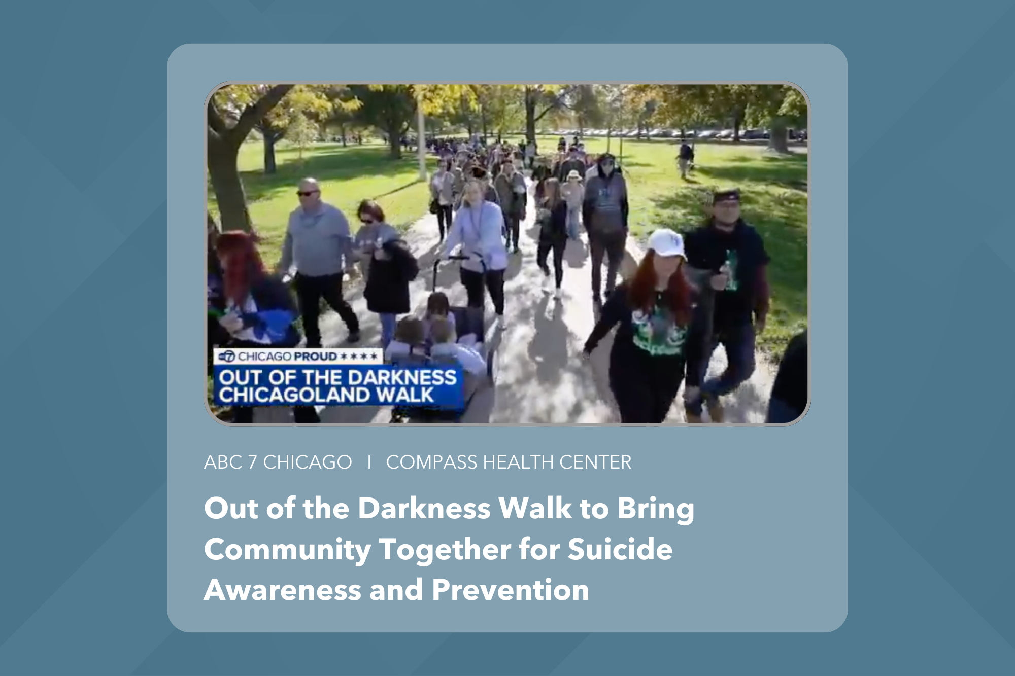 Out of the Darkness Walk to bring community together for suicide awareness and prevention - Compass Health Center