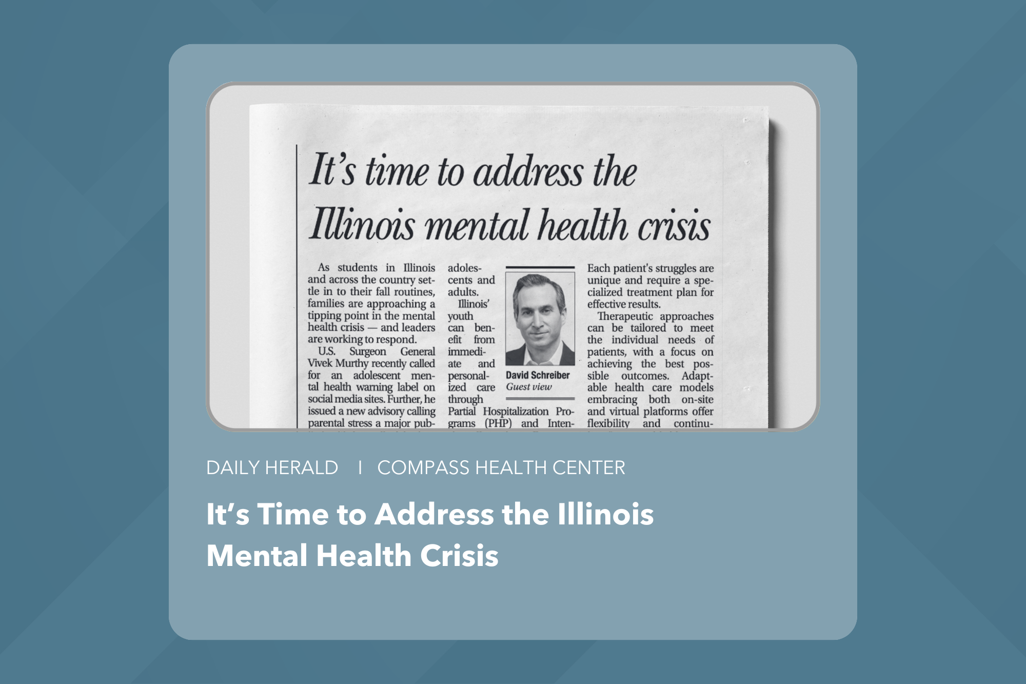 It’s Time to Address the Illinois Mental Health Crisis | Daily Herald - Compass Health Center