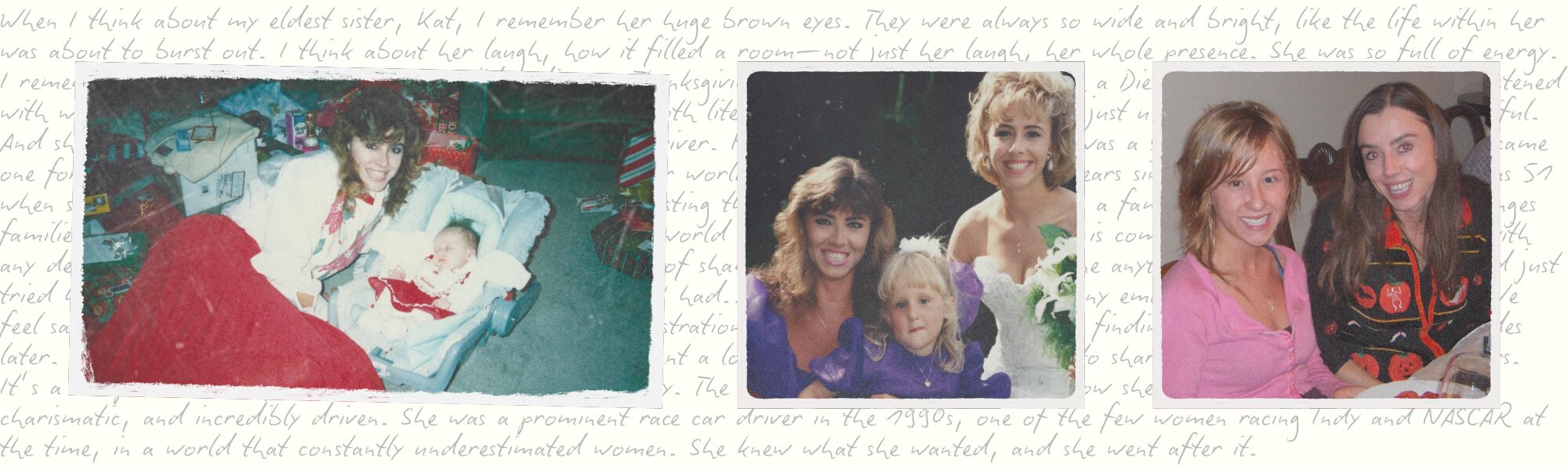 A collage of Britt, her family, and her late sister Kat Teasdale.