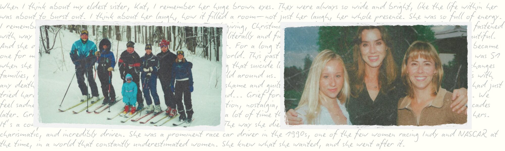 A collage of Britt, her family, and her late sister Kat Teasdale.