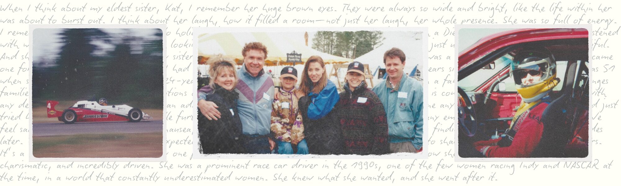 A collage of Britt, her family, and her late sister Kat Teasdale.